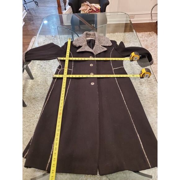 Vintage Madeline Women's Black Wool Long Sleeve Buttons Front Long Coat XL - Picture 10 of 11